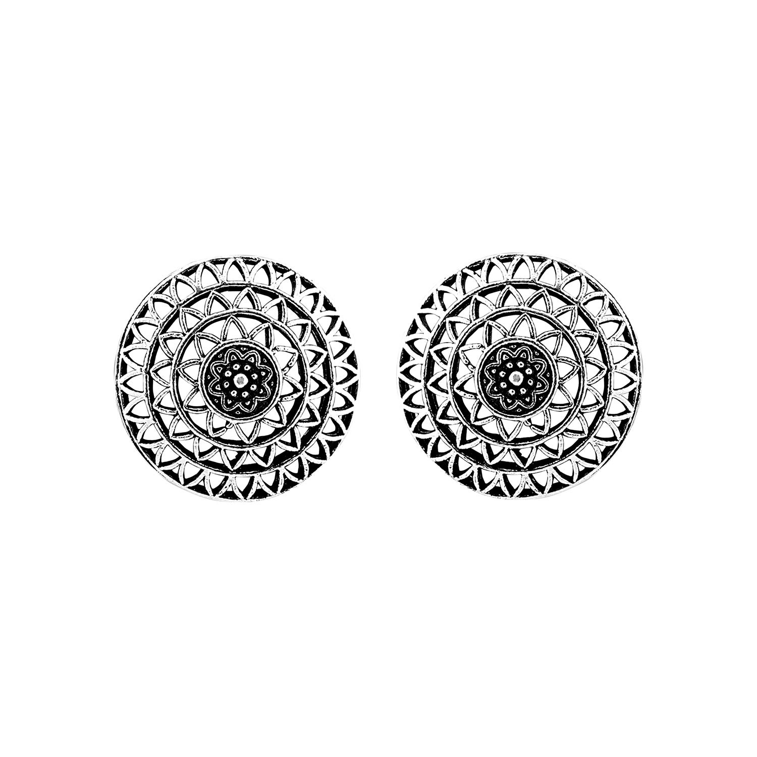 ACCESSHER Oxidised Silver Alloy Stud Earrings for Women Price in India