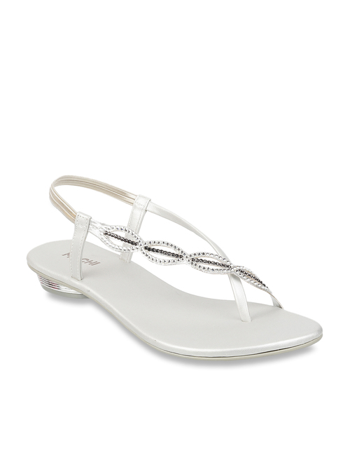 Mochi Silver Sling Back Sandals Price in India