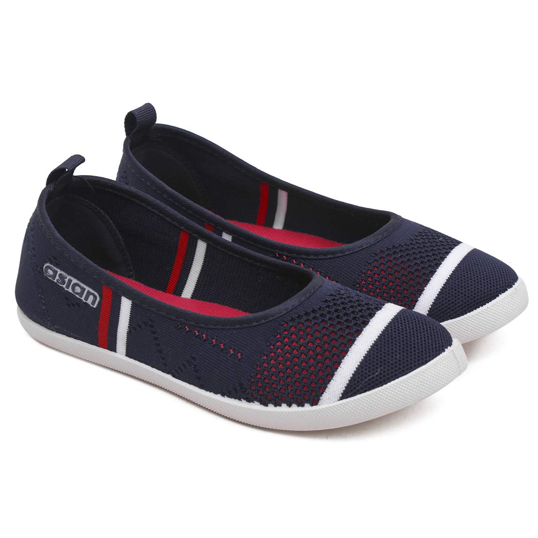 ASIAN Women's Alexa Navy Red Casuals,Walking Shoes,Bellies,Canvas Shoes,Slipon Shoes UK-7 Price in India