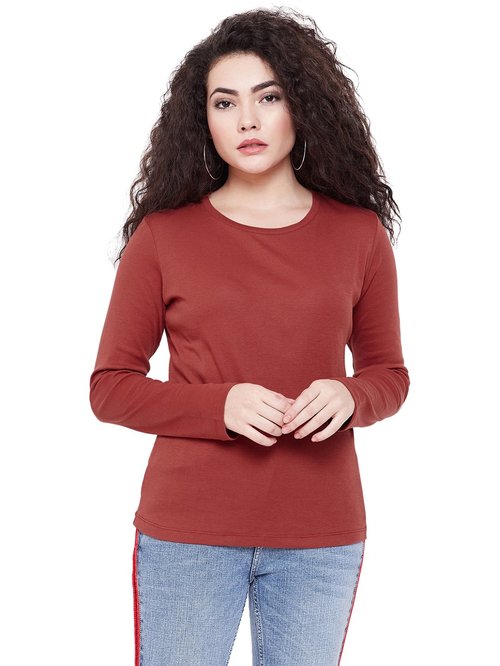 MADAME Rust Cotton Top Price in India