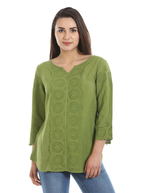 Mustard Green Regular Fit Top Price in India