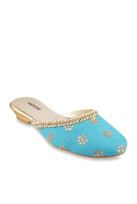 Mochi Sky Blue Ethnic Sandals Price in India