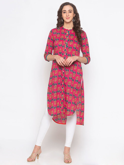 Globus Pink Floral Print Kurta Price in India