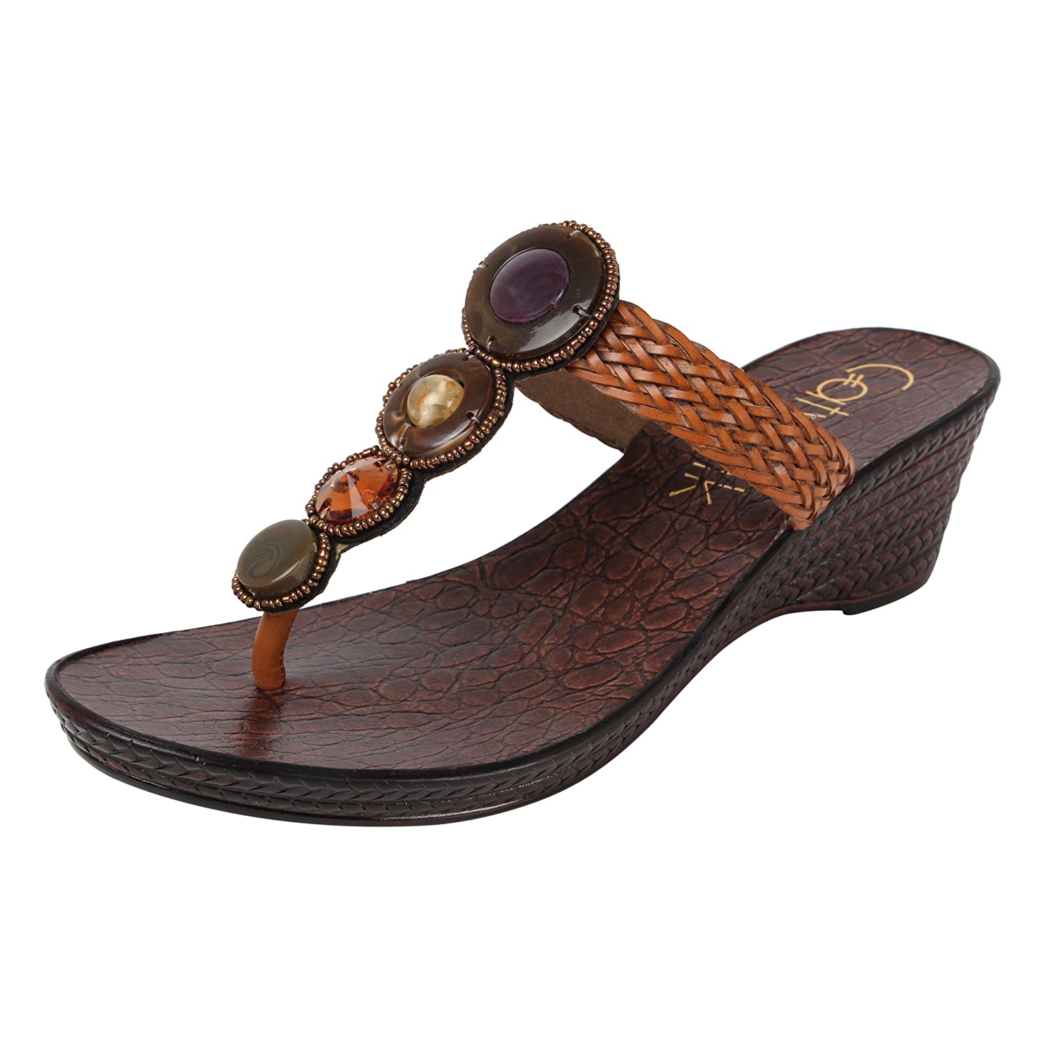 Catwalk Brown Slip-on Sandals Price in India