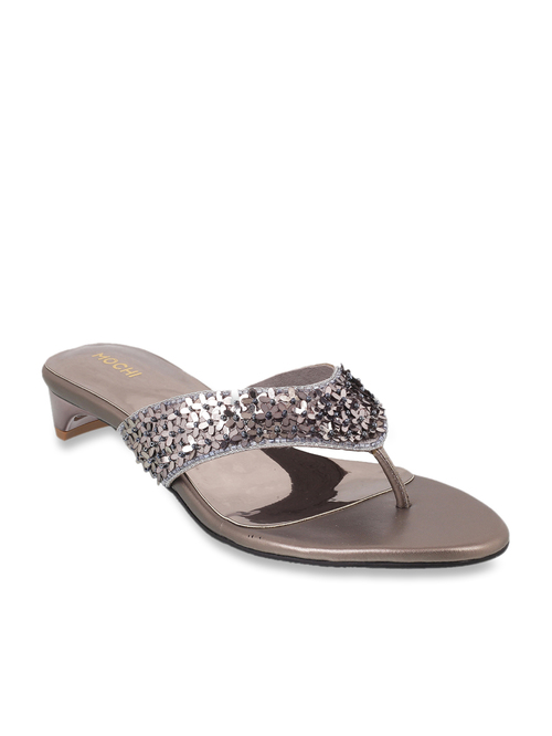 Mochi Gun Metal Thong Sandals Price in India