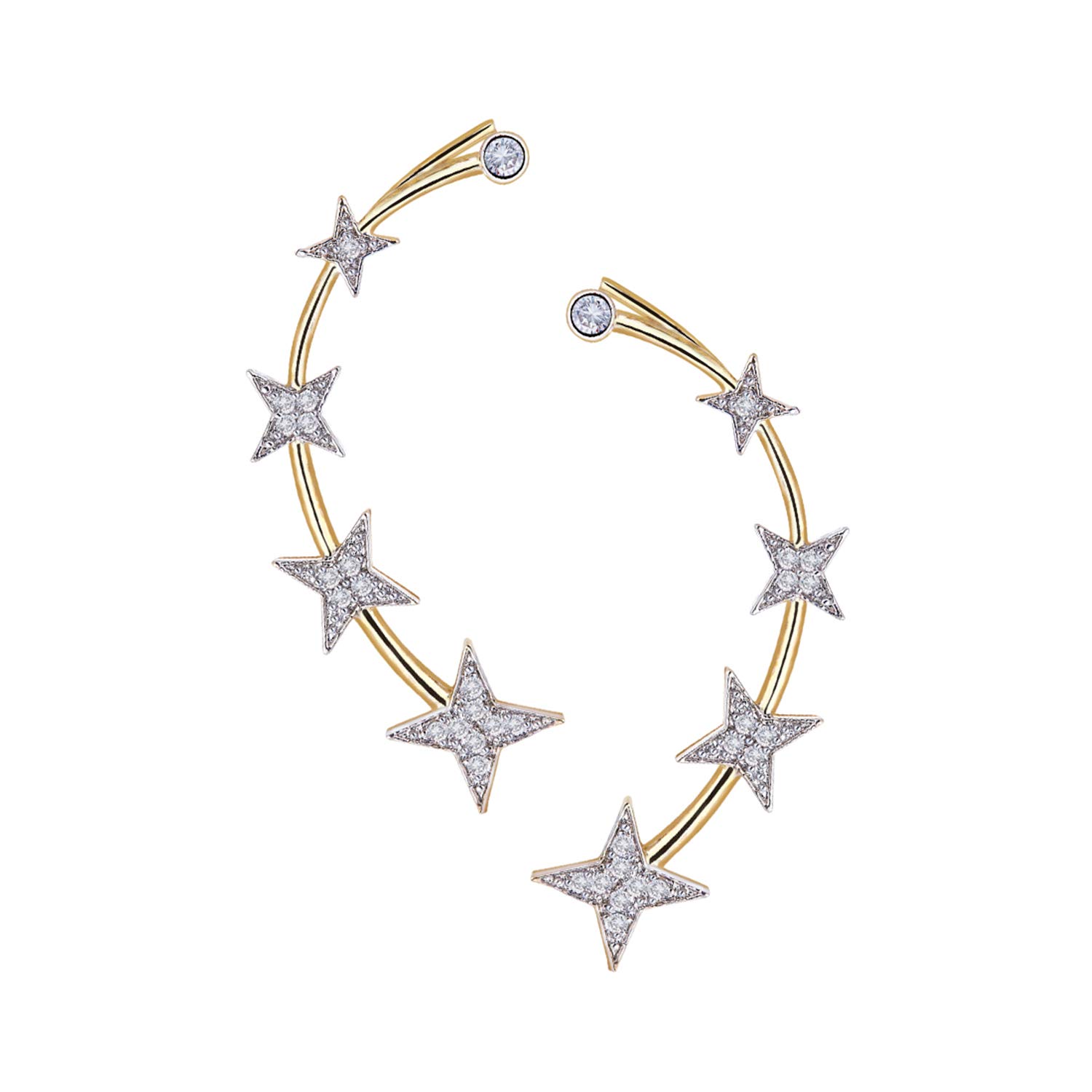 Zeneme Star Shaped Gold Plated American Diamond Ear Cuff Earring Jewellery For Women & Girls Price in India