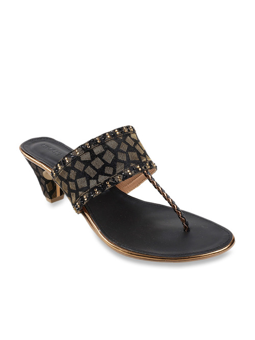 Mochi Black T-Strap Sandals Price in India