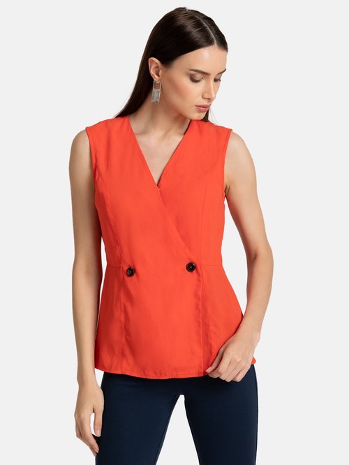 Kazo Orange Regular Fit Top Price in India