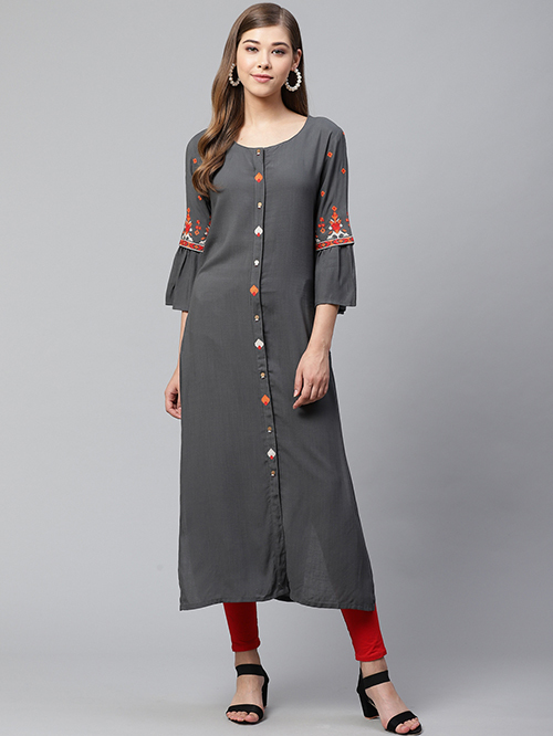 Cayman Grey Straight Fit Kurta Price in India