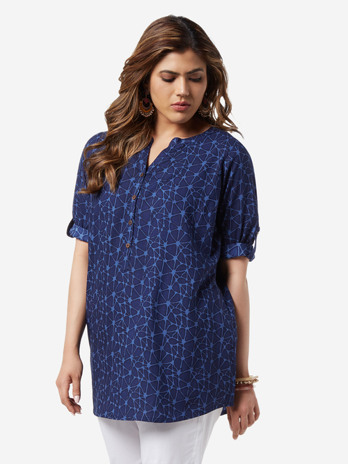 Diza Curve by Westside Indigo Printed A-line Kurti Price in India