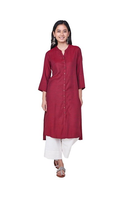 Global Desi Maroon Printed Tunic Price in India