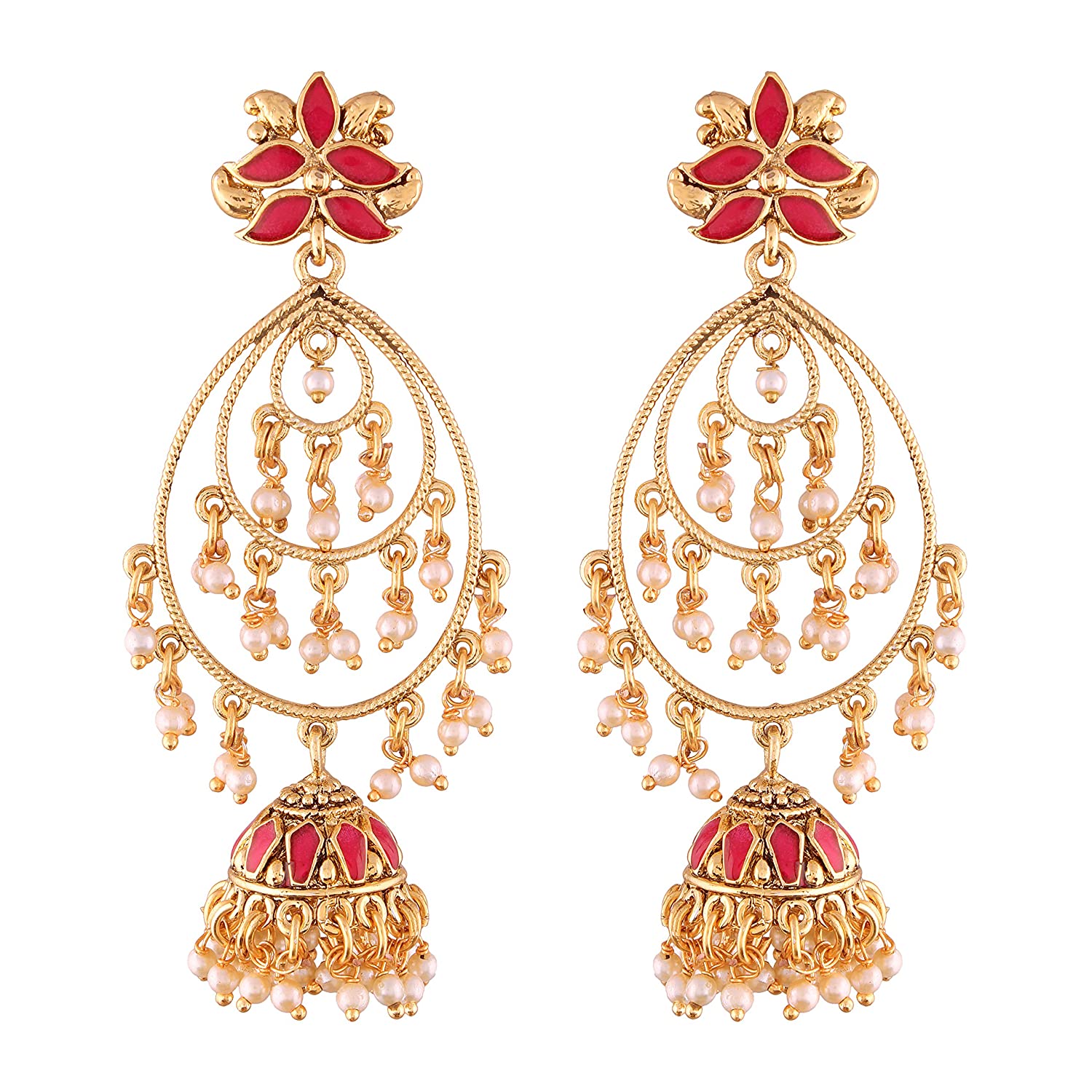 I Jewels Gold Plated Jhumki Earrings for Women (E2471Q) Price in India