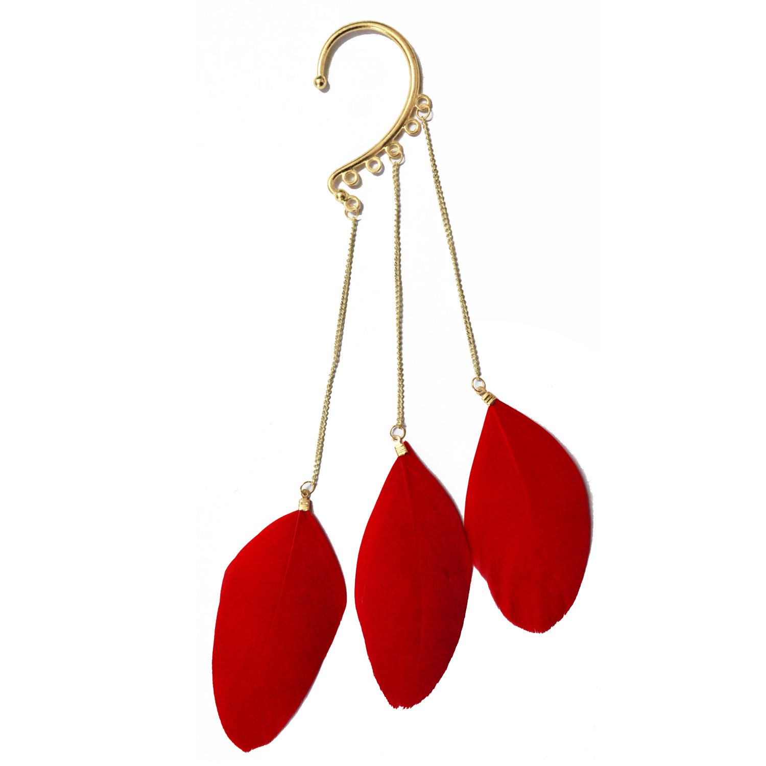 Free As A Bird Red Feather Ear Cuff Earring By Via Mazzini (Single Piece) Price in India