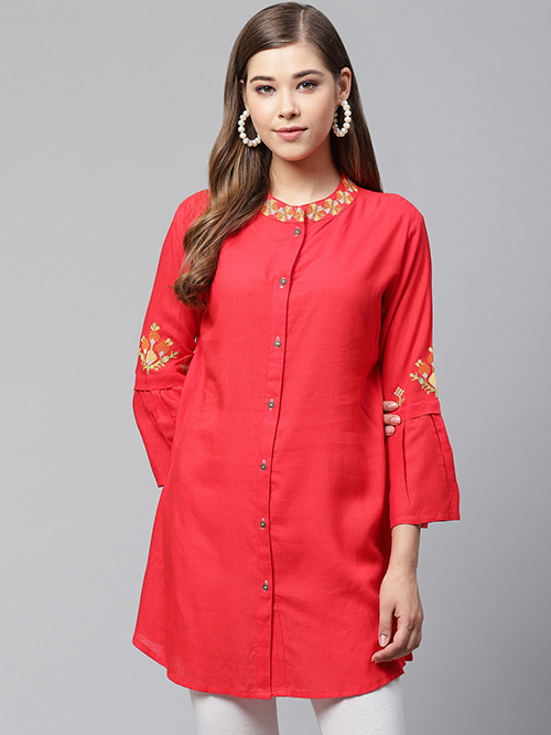 Cayman Red A-Line Fit Kurti Price in India
