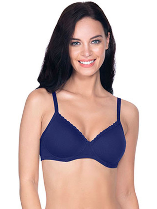 Amante Dark Blue Non Wired Padded T-Shirt Bra Price in India