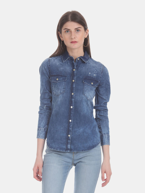 Aeropostale Blue Cotton Shirt Price in India