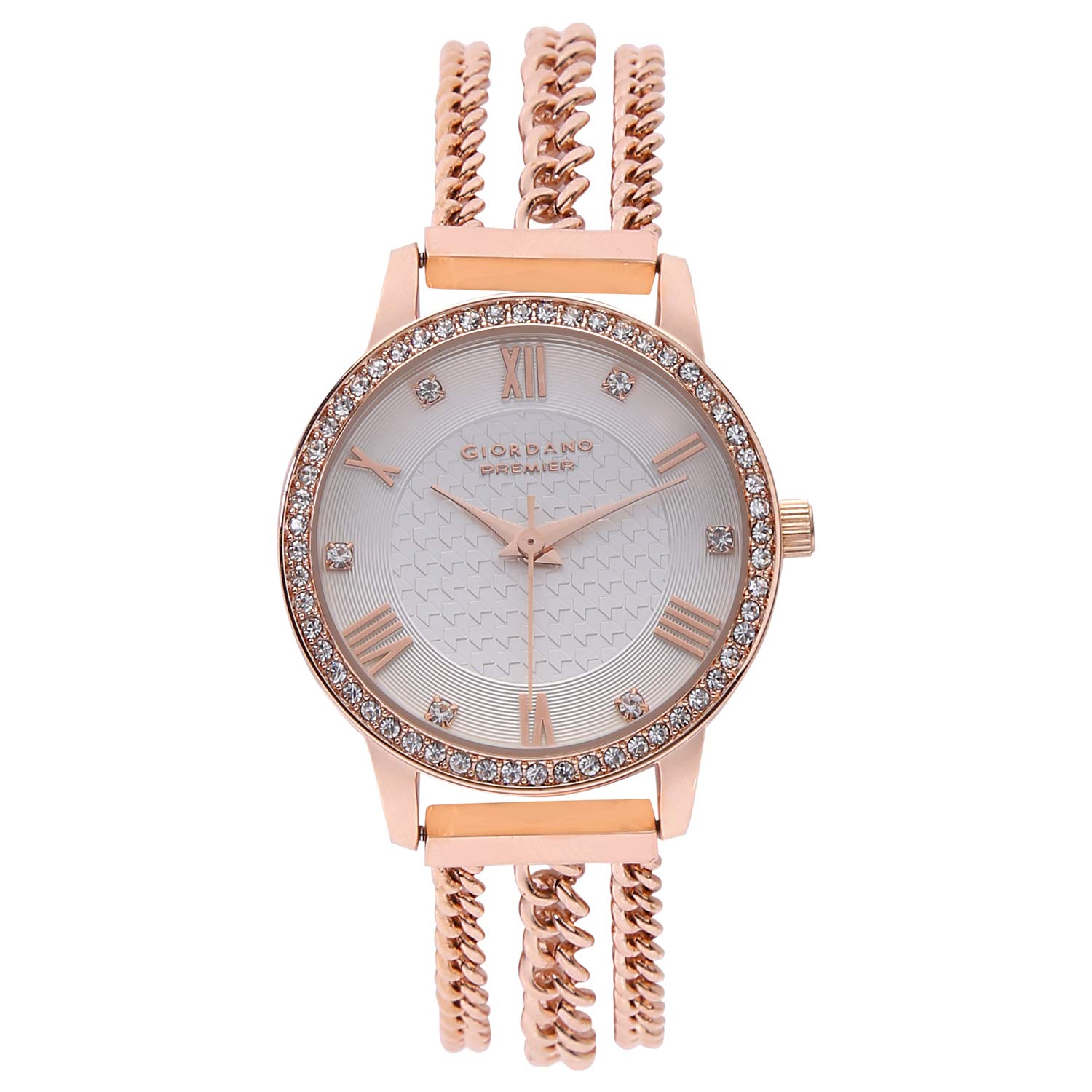Giordano Women's Jewellery White Dial Rose Gold Metal Strap Watch, Model No. A2061-44 Price in India