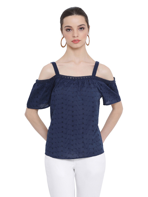 Oxolloxo Navy Trench Nora Strap Top Price in India