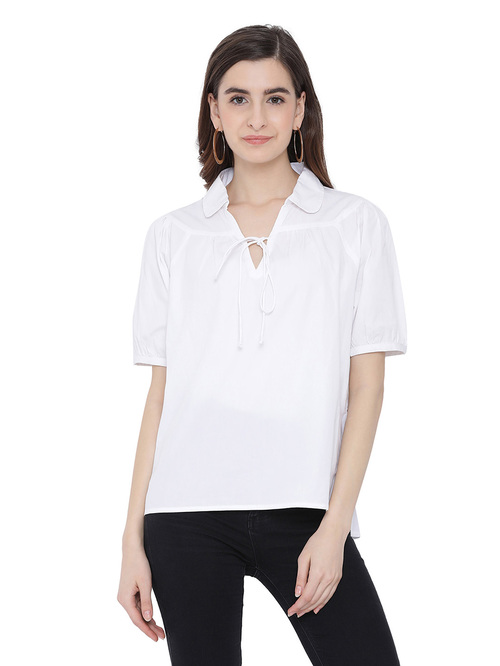 Oxolloxo White Pearl Contour Glitter Top Price in India