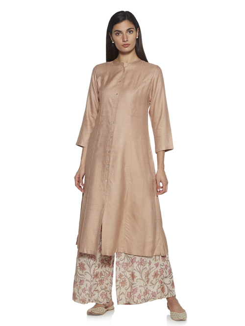 Zuba by Westside Light Brown Self-Textured A-line Kurta Price in India