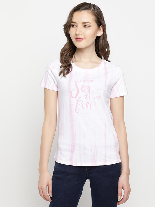 Pepe Jeans Pink Printed T-Shirt Price in India
