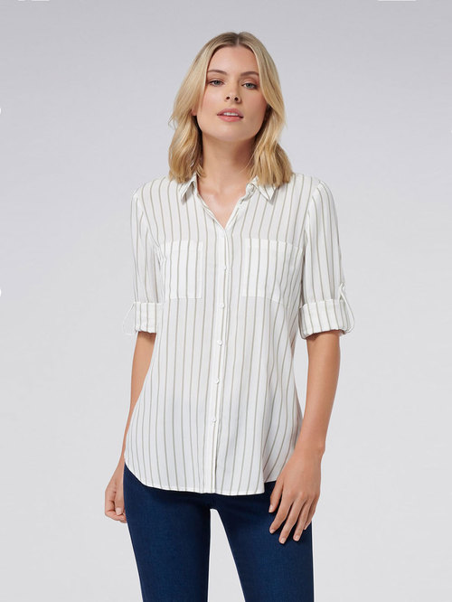 Forever New White Kensie Striped Shirt Price in India