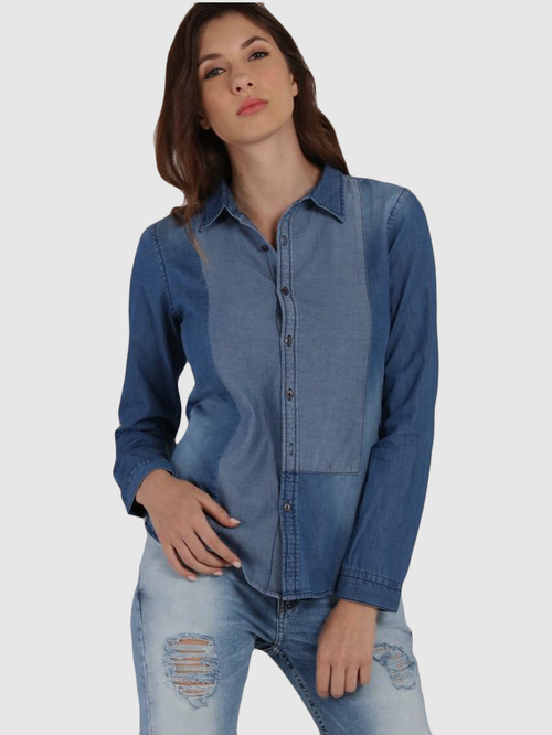 Ms Taken Denim Blue Regular Fit Shirt Price in India