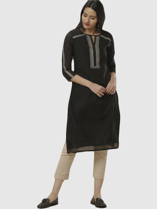 Imara Black Straight Kurta Price in India