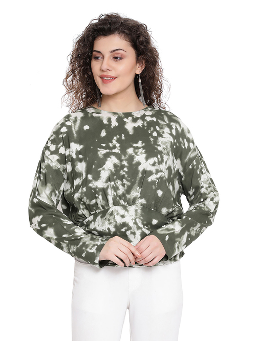 Oxolloxo Grey Tie - Dye Facade Styleon Top Price in India