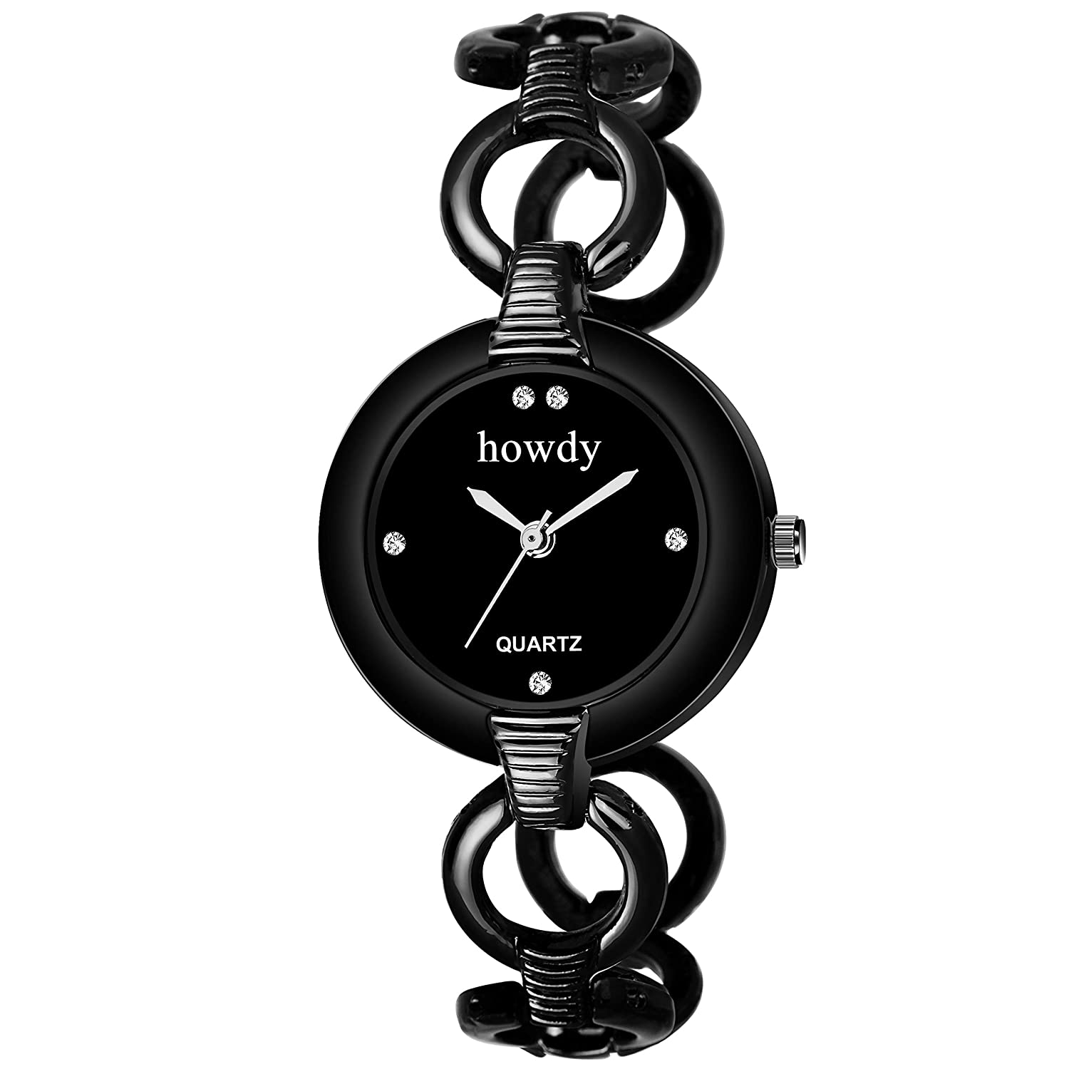 howdy Analogue Women's Watch (Black Dial Black Colored Strap) Price in India