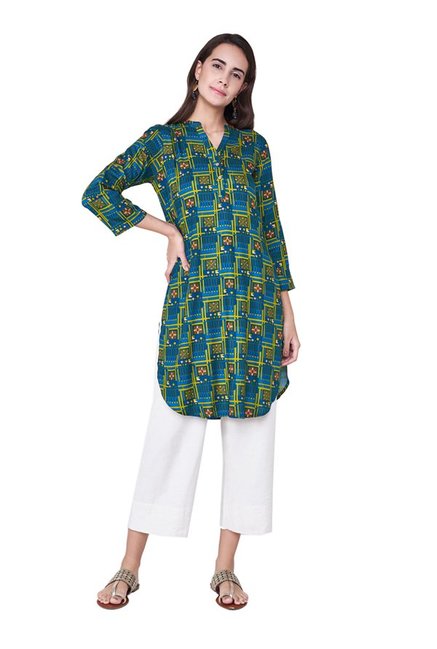 Global Desi Blue Printed Tunic Price in India