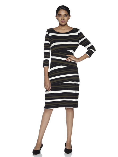 Wardrobe by Westside Olive Striped Liz Dress Price in India