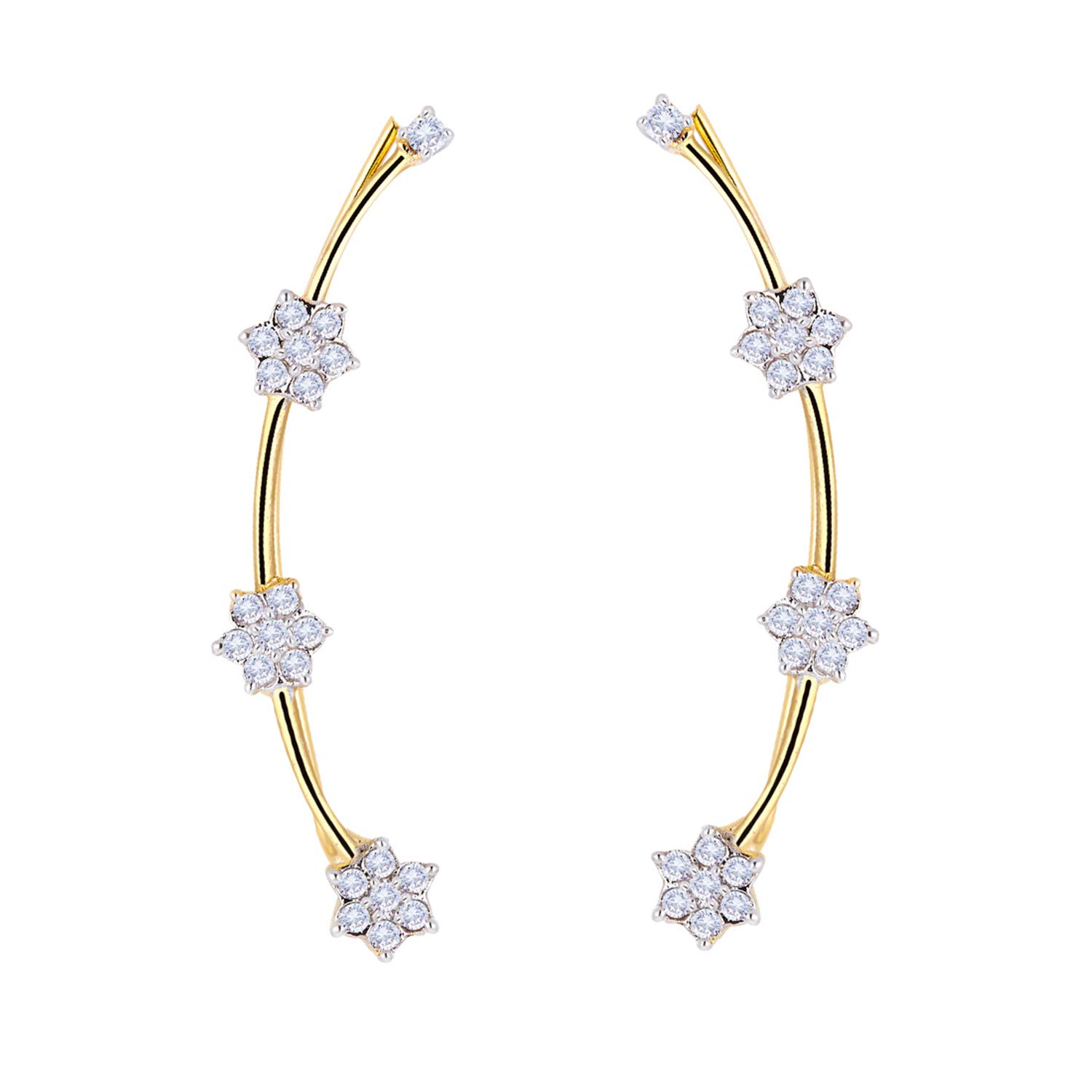 Zeneme Gold Plated American Diamond Ear Cuff Earring Jewellery For Women & Girls Price in India