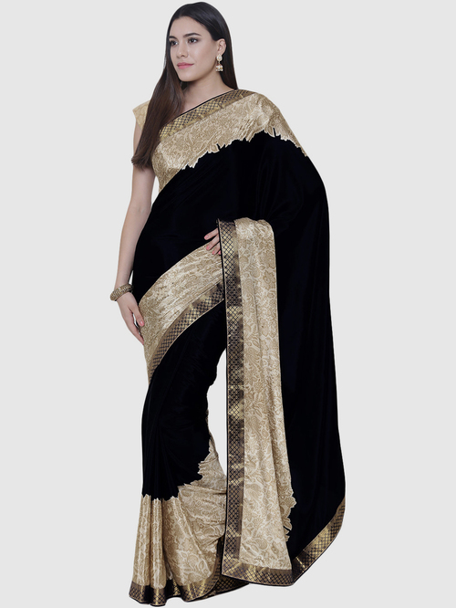 Chhabra 555 Black Printed Saree With Blouse Price in India