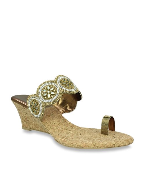 Inc.5 Antique Gold Toe Ring Wedges Price in India