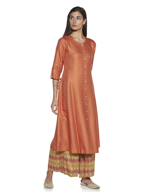 Zuba by Westside Orange Self-Textured A-line Kurta Price in India