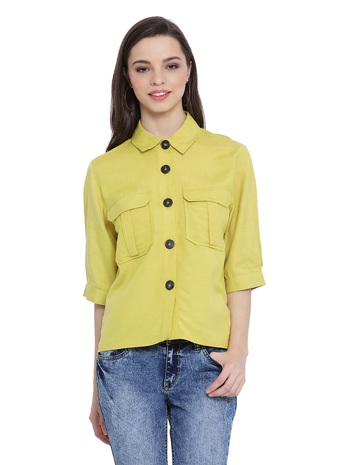 Oxolloxo Yellow Cotton Shirt Price in India