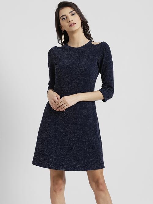 Zink London Navy Textured Dress Price in India