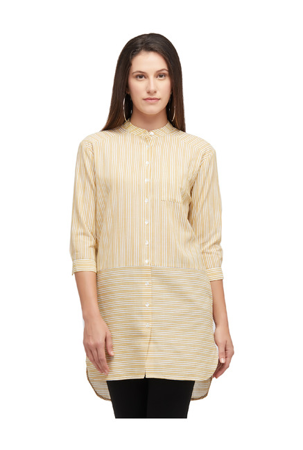 109 F Yellow Striped Shirt Price in India