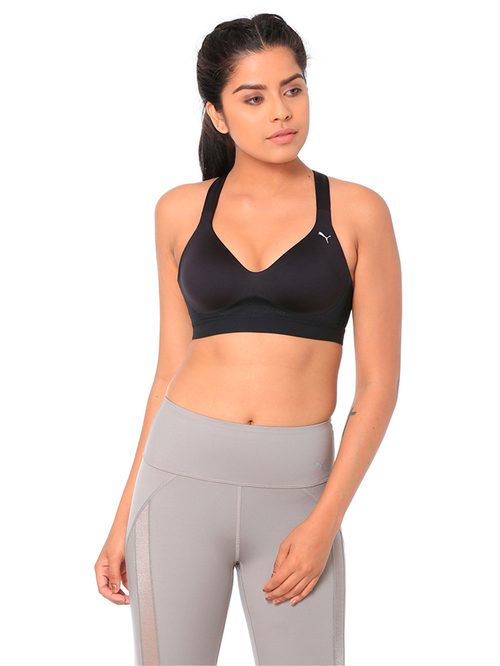 Puma Black Non Wired Half Coverage Sports Bra Price in India