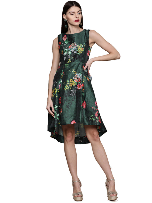 Label Ritu Kumar Green Floral Print Dress Price in India