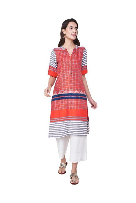 Global Desi Red Checks Tunic Price in India