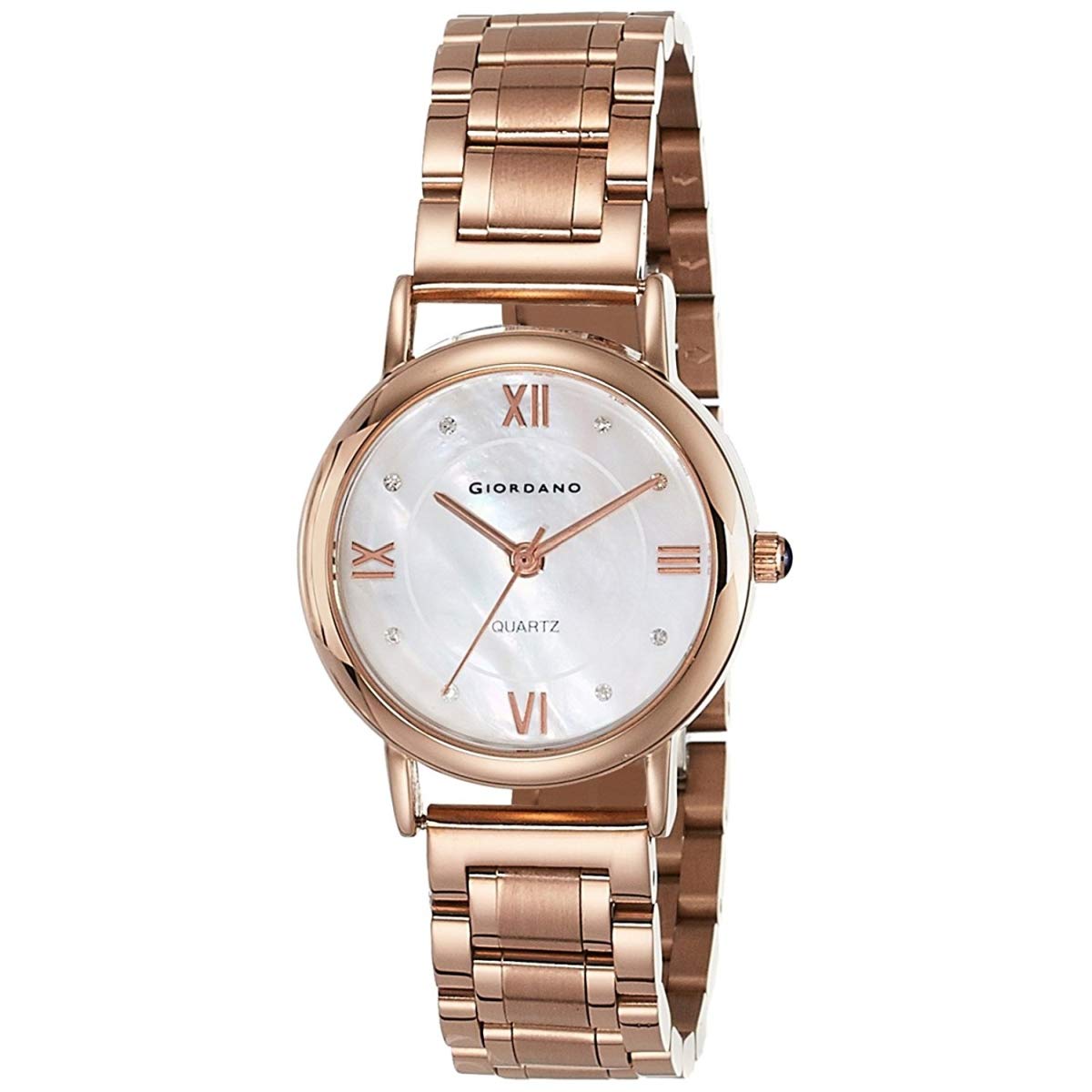 Giordano Women's White Dial Rose Gold Plated Metal Strap Watch (2807-22) Price in India