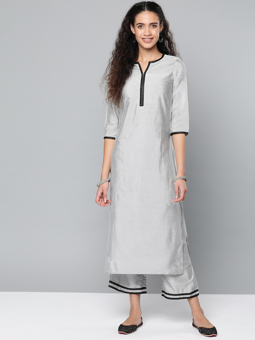 Street 9 Grey Embroidered Kurta With Pants Price in India