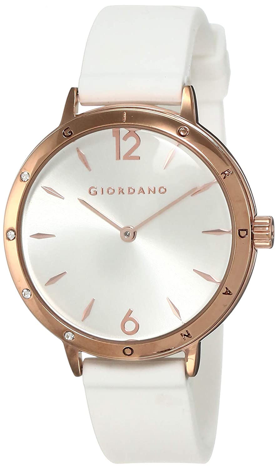 Giordano Women's White Dial & White Leather Strap Watch, Model No. A2086-03 Price in India