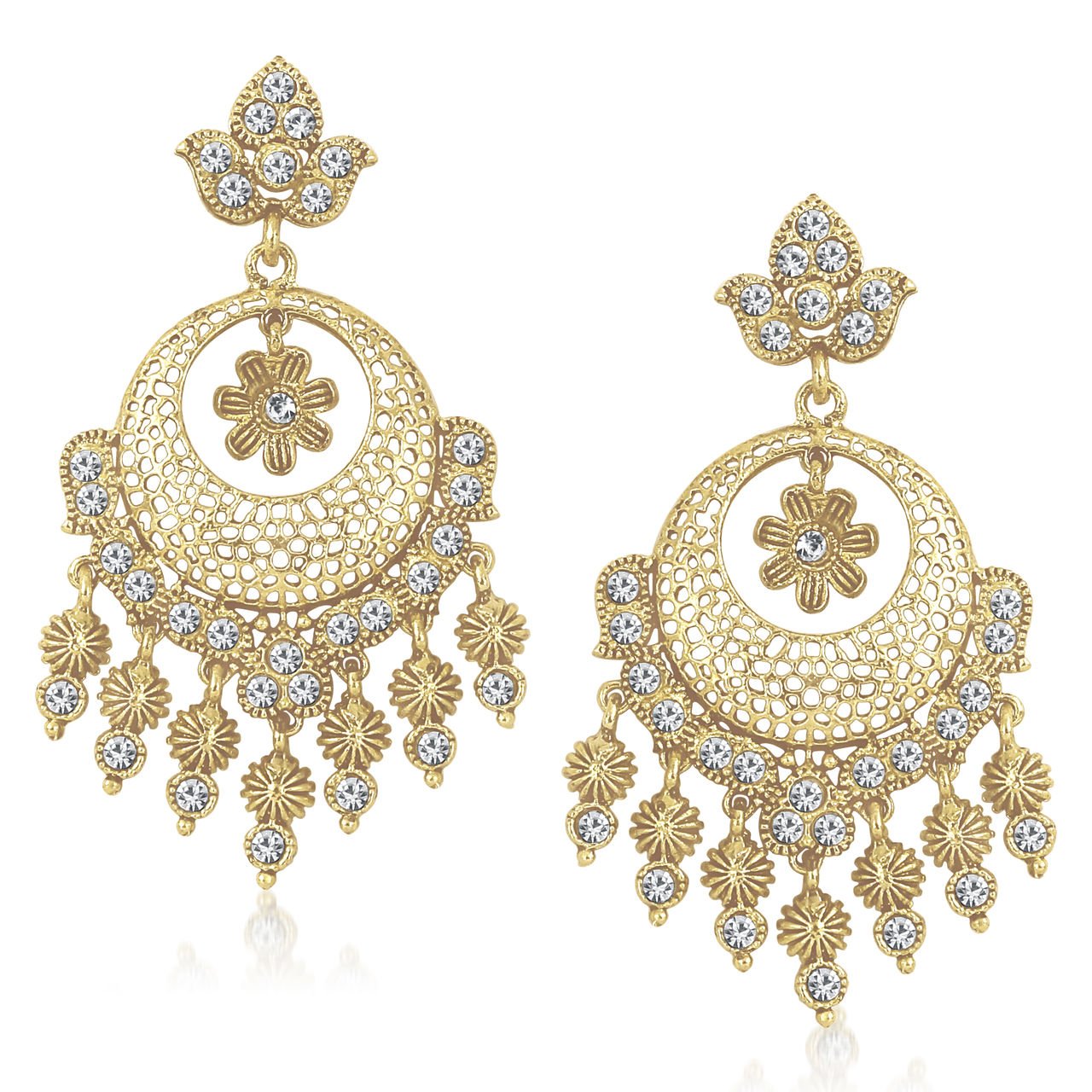 MEENAZ Jewellery Gold Plated Ear Rings for Girls in American Diamond Earrings for Women in Jewellery Necklace... Price in India