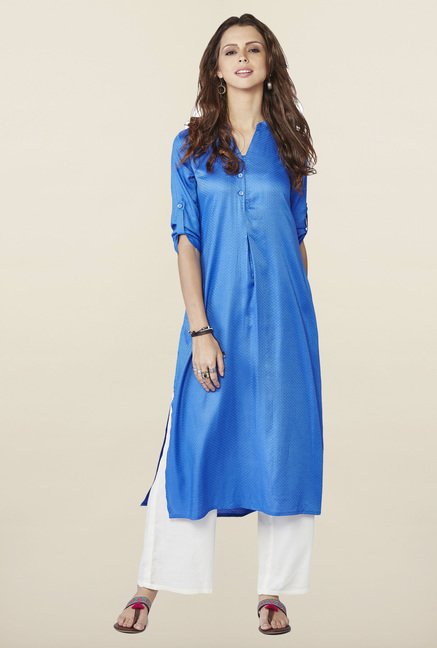 Global Desi Blue Printed Kurta Price in India