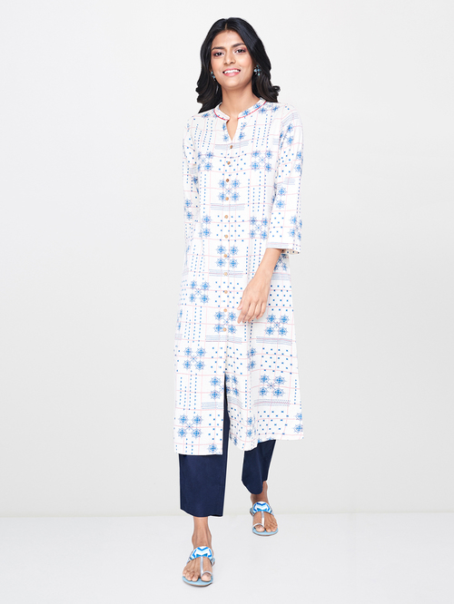 Global Desi White Printed Kurta Price in India