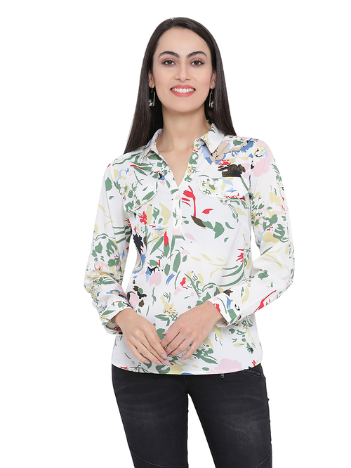 Oxolloxo White Floral Print Top Price in India