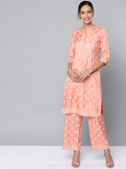 Street 9 Pink Printed Kurta With Pants Price in India